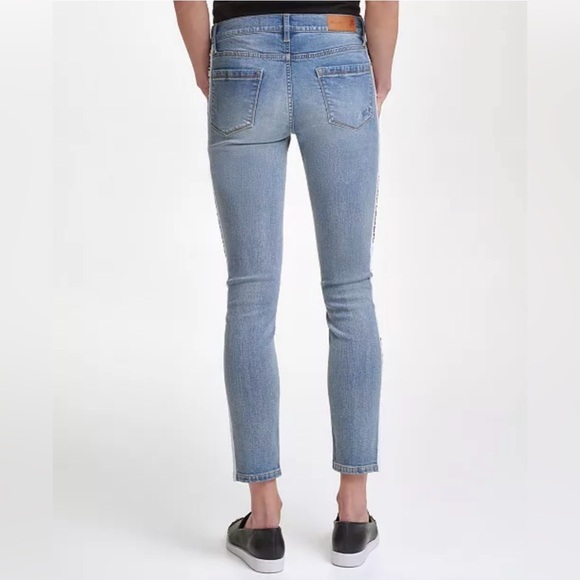 NWT. Karl Lagerfeld Paris Light Blue Skinny Jeans with Side Logo - Picture 3 of 6